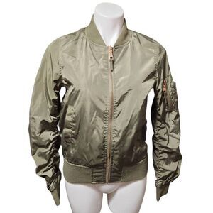 Madden NYC army green jacket rose gold zippers crop length small